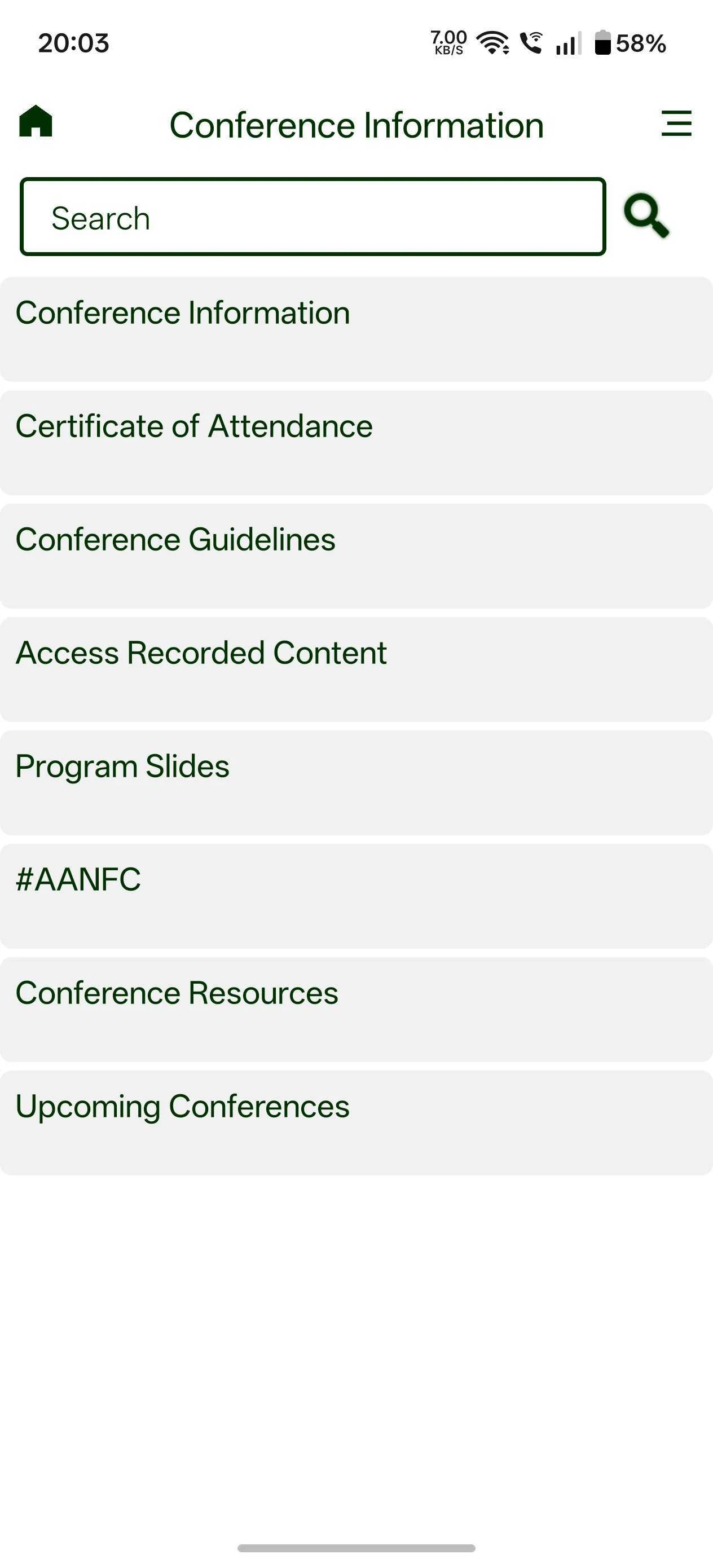 AAN Conferences screenshot